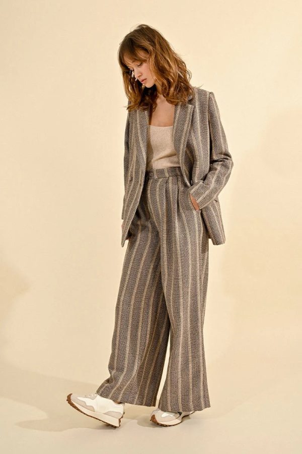 *SALE* Shine Bright Stripped Herringbone Wide Leg Trouser Pants Sale