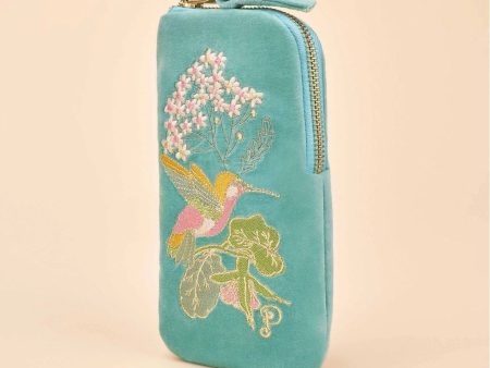 Hummingbird Velvet Embroidered Sunglasses Pouch Sale