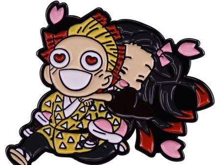 Demon Slayer Enamel Pin Zenitsu and Nezuko Cutesy Discount