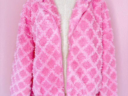 Pretty In Pink Fuzzy Knit Hoodie Jacket Online Hot Sale