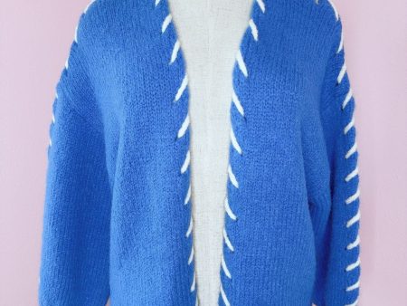 Howdy Seaside Blue Stitch Detail Cardigan For Discount