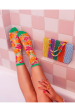 Orange Floral Sheer Crew Socks Supply