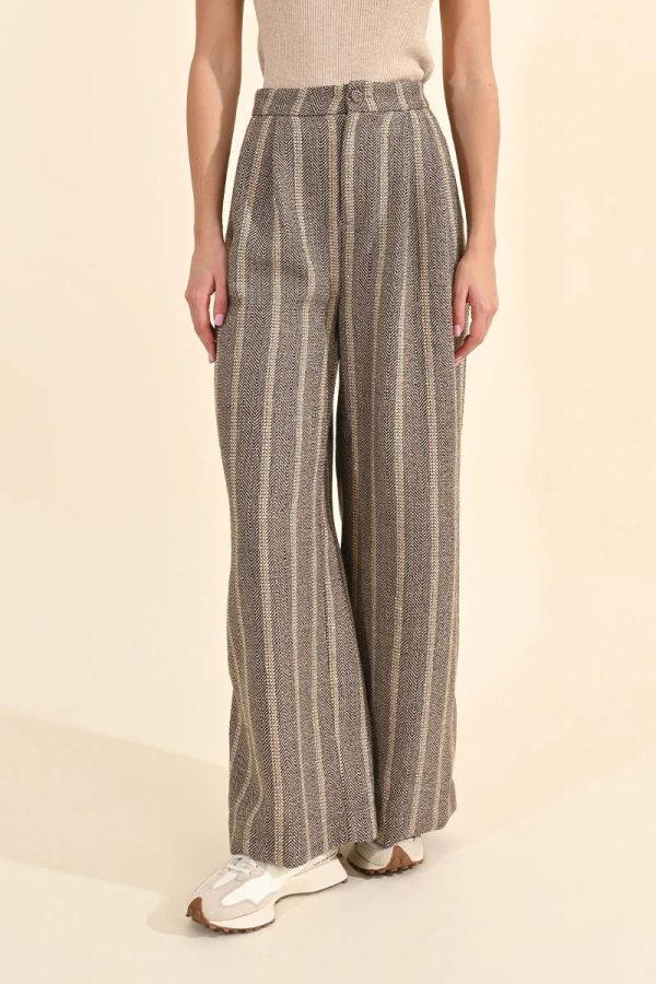 *SALE* Shine Bright Stripped Herringbone Wide Leg Trouser Pants Sale