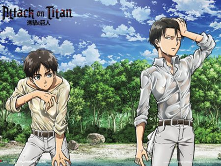 Attack On Titan Wall Scroll  Eren and Levi On The Shore  Fashion