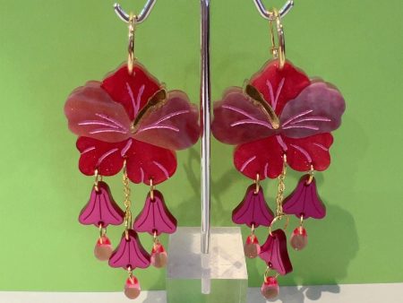 Hibiscus Dangle Handmade Earrings Online Hot Sale