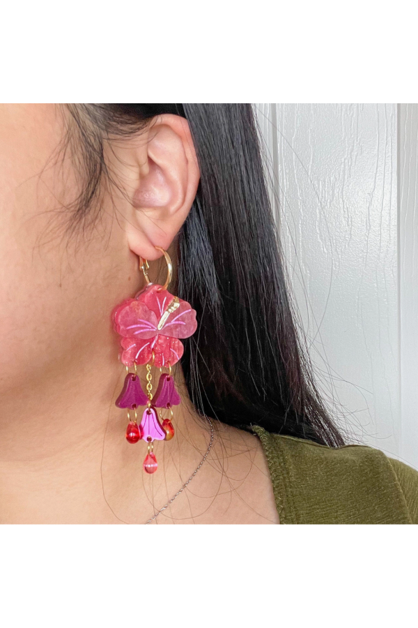 Hibiscus Dangle Handmade Earrings Online Hot Sale