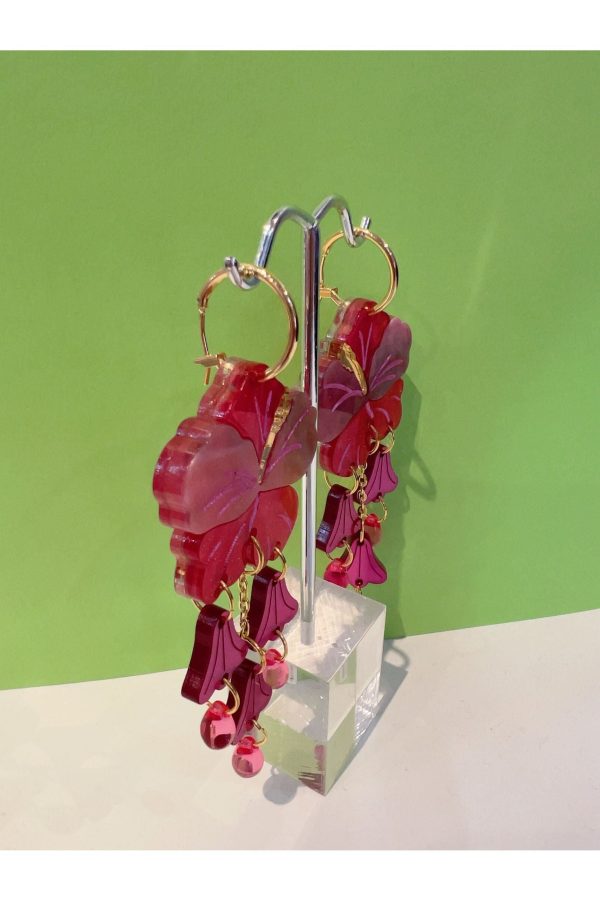 Hibiscus Dangle Handmade Earrings Online Hot Sale