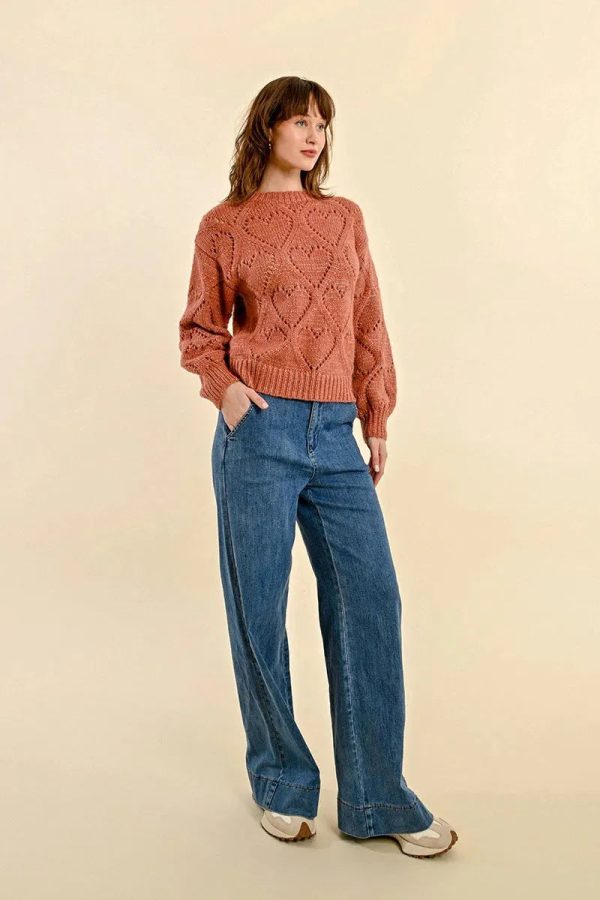 A Heart s Twinkle Open Work Pointelle Knit and Lurex Sweater Online