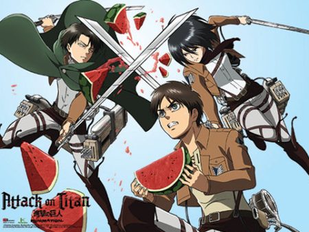 Attack On Titan Wall Scroll  Watermelon Fight  For Sale