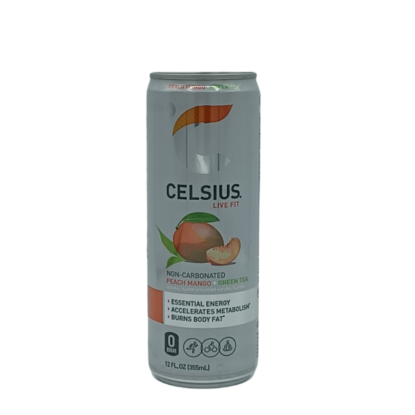 Celsius Peach Mango Green Tea 12oz 12ct Supply