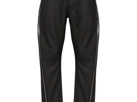 Zip-Detailed Coated Straight Trousers Discount